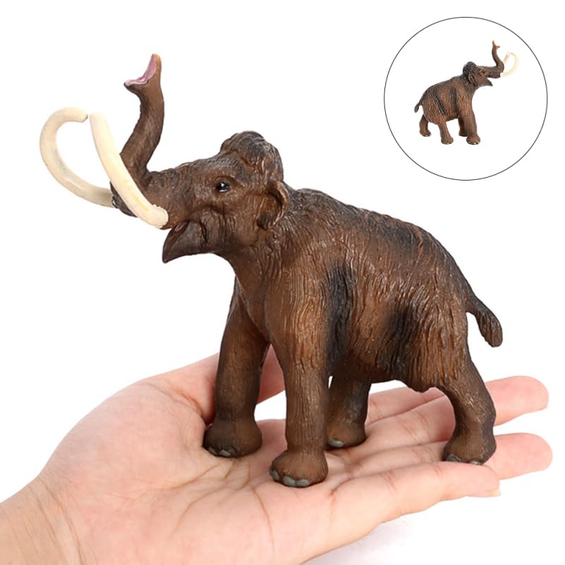 Lurrose Prehistoric Mammoth Model Figure, 5.5 Inch, PVC Simulation Animal Toy for Education and Home Decor