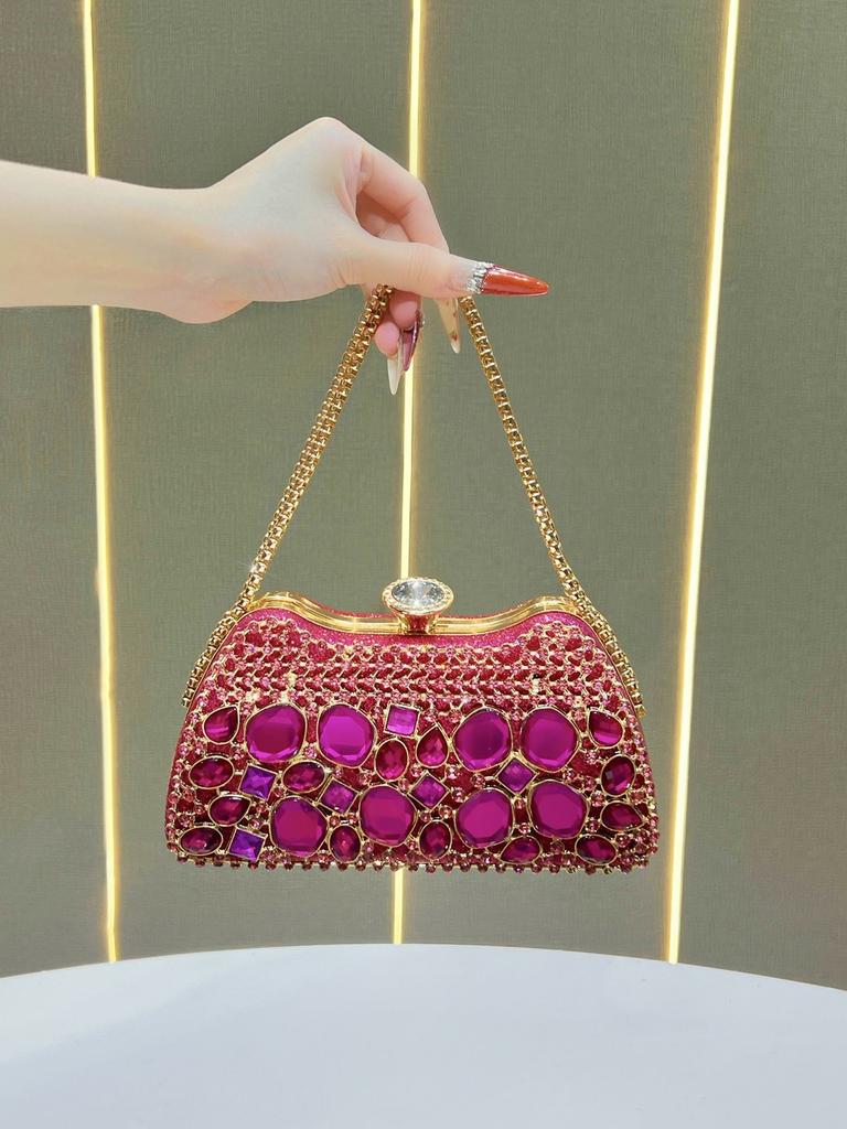 Luxury Ladies Clutch Bag With Rhinestone Embellishments For Evening Parties And Formal Events