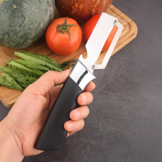 Stainless Steel Vegetable Peeler with Wood Handle Multi-Function Fruit Potato Peeler with Bottle Opener Quick Peeling Essential Kitchen Tool