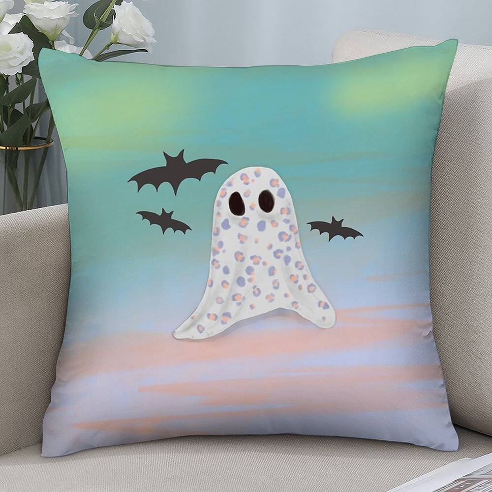 

Cute Ghost Halloween Pillow Case Short plush Double-sided Print Square Throw Pillow Covers Sofa Home Cushion Decor 12x12Inch