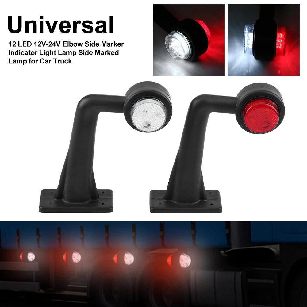 2Pcs 12 LED 10V‑30V Elbow Side Marker Indicator Light Lamp Side Marked Lamp for Car Truck (X1)
