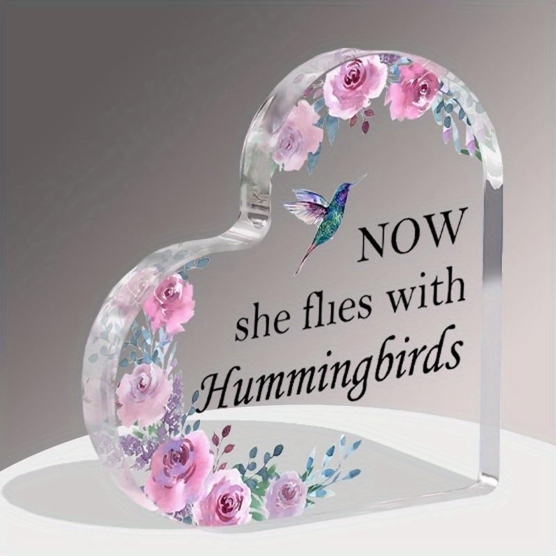 

Christmas Memorial Acrylic Ornament: Now She Flies with Hummingbirds . Sympathy/Bereavement Gift, Desktop Decor. чистый