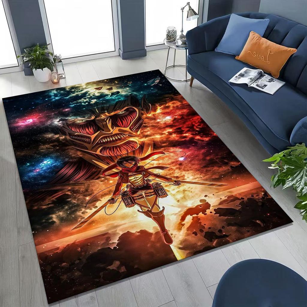 2026 New Anime Attack on Titan Eren Mikasa Cartoon Rug for Bedroom Living Room Sofa Home Doormat Decor,Kids Non-slip Floor Mat