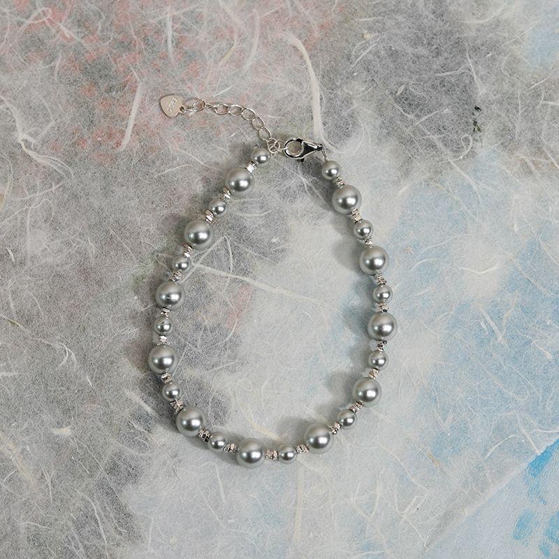 

Moment Black Logo Genuine Goods Real Linen Shijia Pearl Gray Sterling Silver Bracelet Bracelet Light Luxury Minority Exquisite Women Bracelet