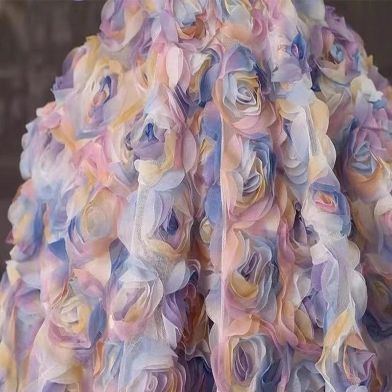

50/100x125см 3D Сітчаста тканина з трояндами Тканина для весільної сукні Шиття Жіноча спідниця Декор для фону Рукоділля DIY Матеріал для спідниці 100x125cm