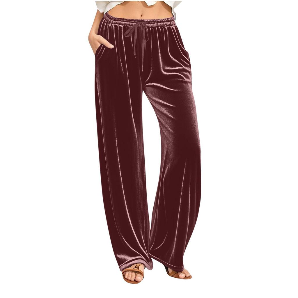 2026 European & American Velvet Wide-Leg Drawstring Pants