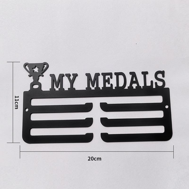 Wrought Iron Medal Display Rack with Decorative Hooks