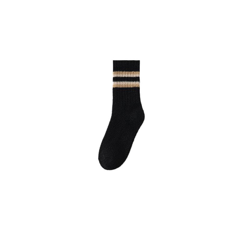 Men's Thick and Warm Mid-calf Socks for Autumn and Winter, Simple and Versatile Sports Socks with Two-bar Color Matching