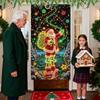Christmas Door Cover 70x35 Inch Fluorescence Holiday Sign Christmas Front Door Decoration Cover For Porch Farmhouse Indoor