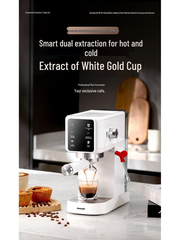 Compact Semi-Automatic Espresso Machine with Milk Frother for Hot & Cold Beverages