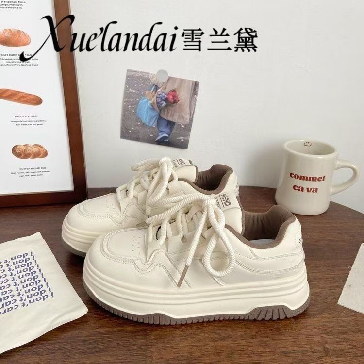 

thick-soled student white shoes spring and autumn small man height increase flat-soled casual non-slip board women s shoes 35 бежевий