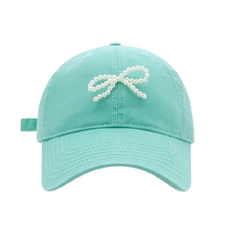 Breathable Baseball Hat for Girl Women Pearl Bow Adjustable Sports Hat
