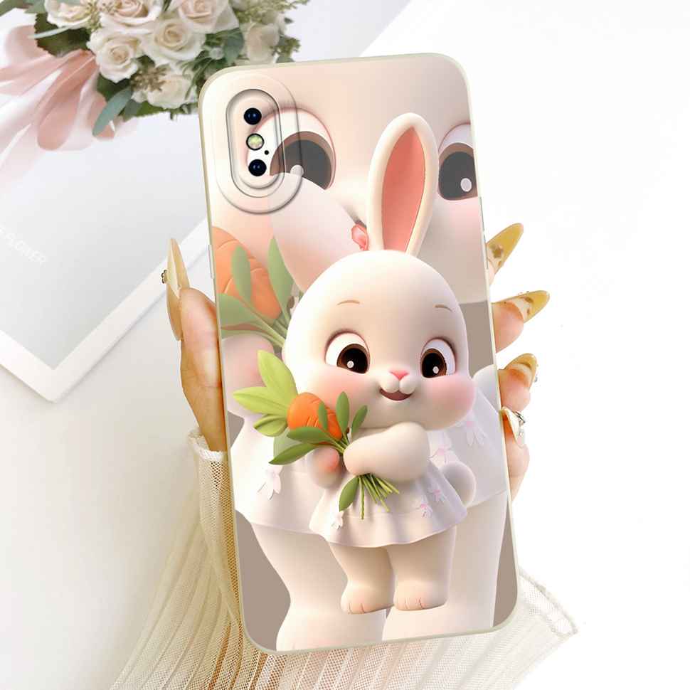 For IPhone XS Max Case Candy Art Rabbit Painted Coque Soft Phone Case For IPhone XSMax XS Max A1921 A2101 A2102 Back Cover