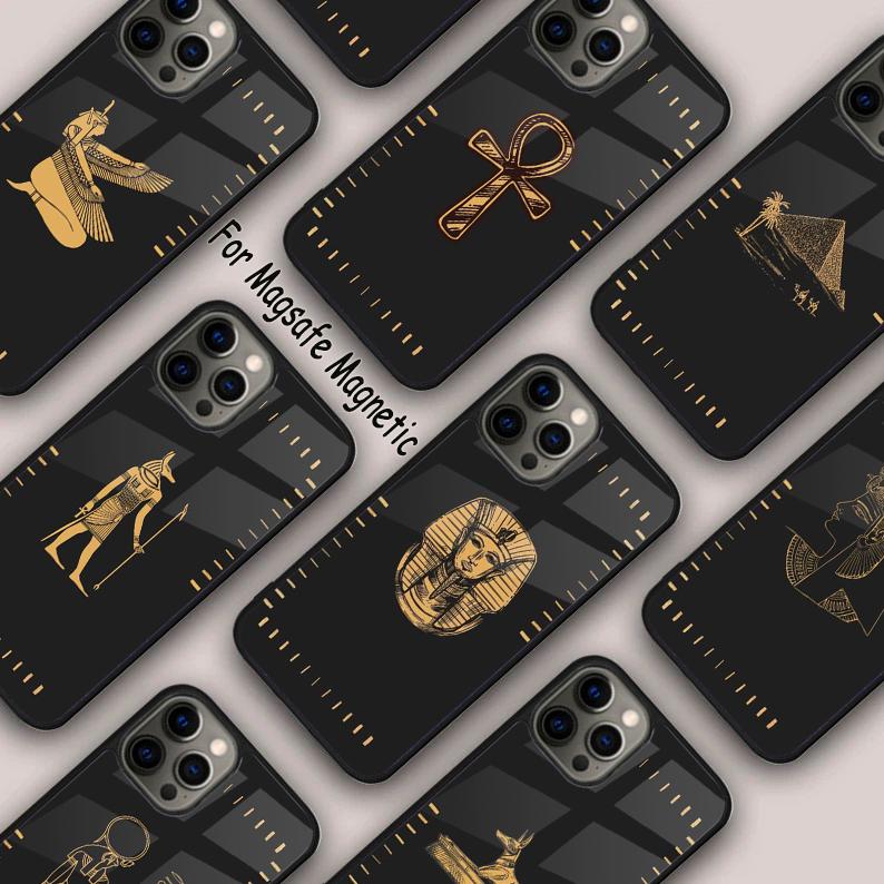 Ägypten Nefertiti Anubis Magnetische Handyhülle Für APPLE iPhone 17 Air 16 14 13 12 Pro Max 15 Plus Laden Mit MagSafe Hülle