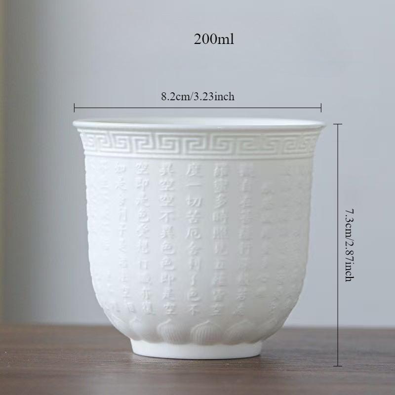 

200ml Rough Pottery Handmade Relief Heart Sutra Zen Cup Ceramic Master Individual Single Cup Chinese Portable Tea Cup 1pcs 120ml белый