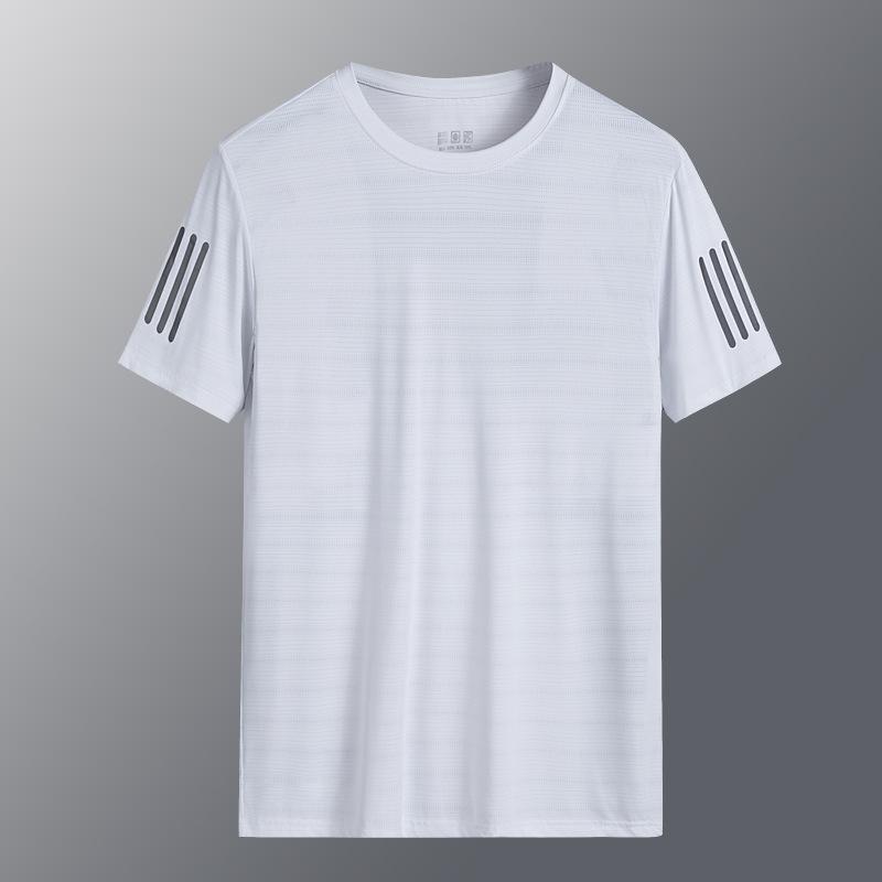 Summer Ice Silk Short-sleeved T-shirt Men's Mesh Thin High-grade Casual Joker T-shirt Quick-drying Sports Men.