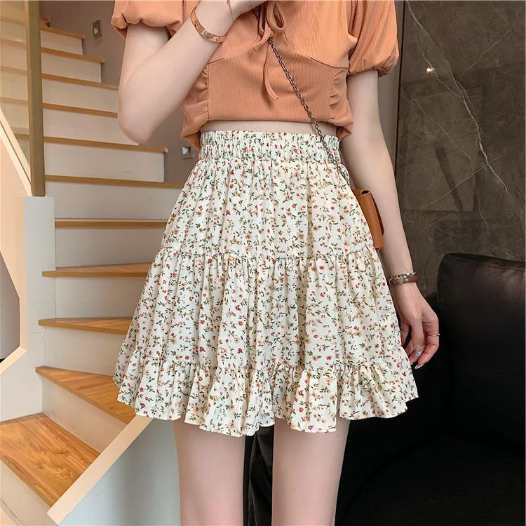 Blumen kleiner Gänseblümchen Rock Damen Anti-Licht Sommer Neu Chiffon Rüschenrand Süß A-Linie Kurzer Rock Hose