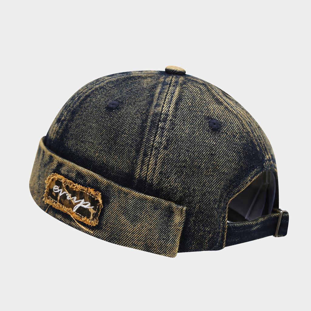 Vintage Denim Bucket Hat With Embroidery And Leopard Print For Street Style Men Women