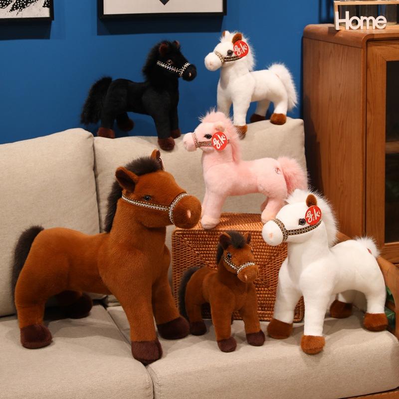 Cute Standing Position White Pony Doll Plush Toy Zodiac Horse Doll Year of the Horse Mascot Children's Ragdoll Doll