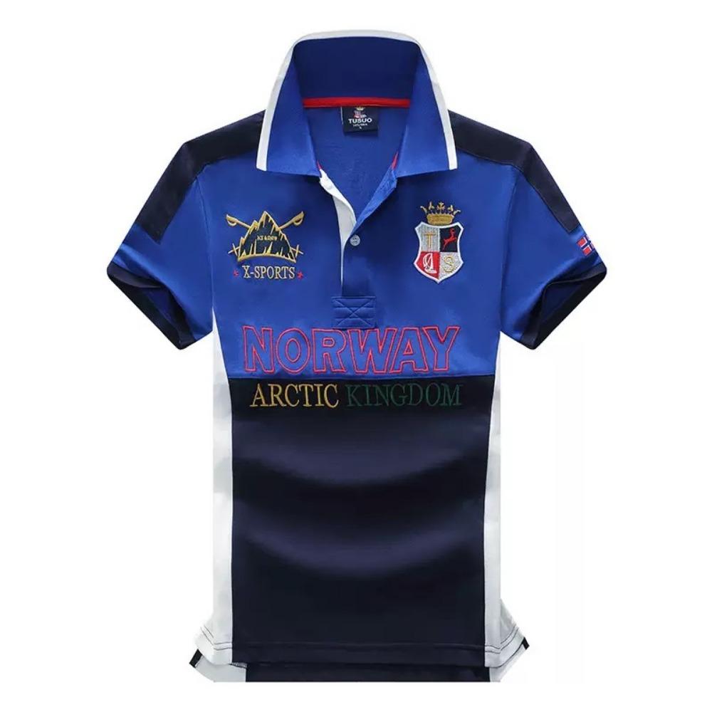 ZYLLO Pánské polo tričko Výšivka Prošívání Barevný kontrast Klasická móda Polokošile s límečkem Čistá bavlna