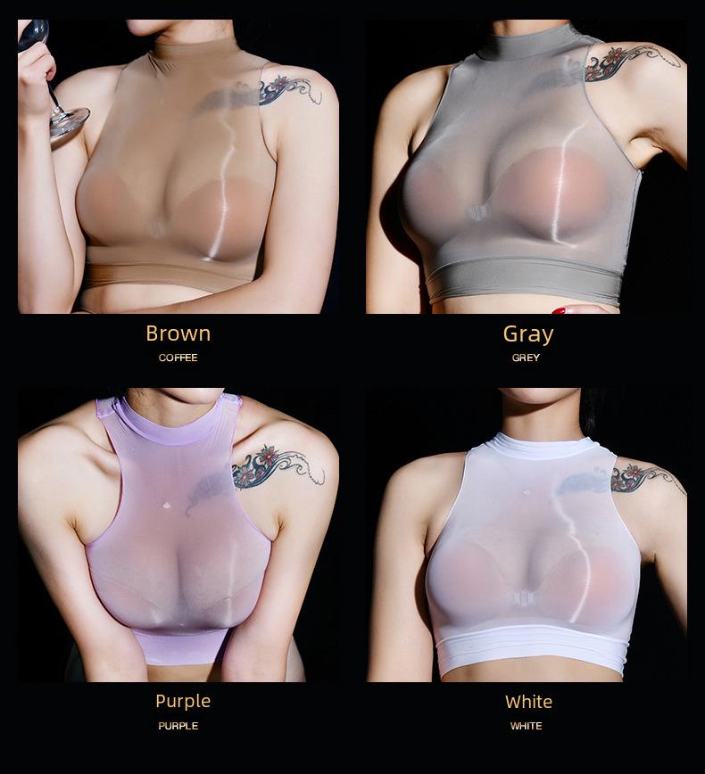 Qinghe 912 Seamless Oily Sheer Stockings & Slimming Sexy Underwear Set