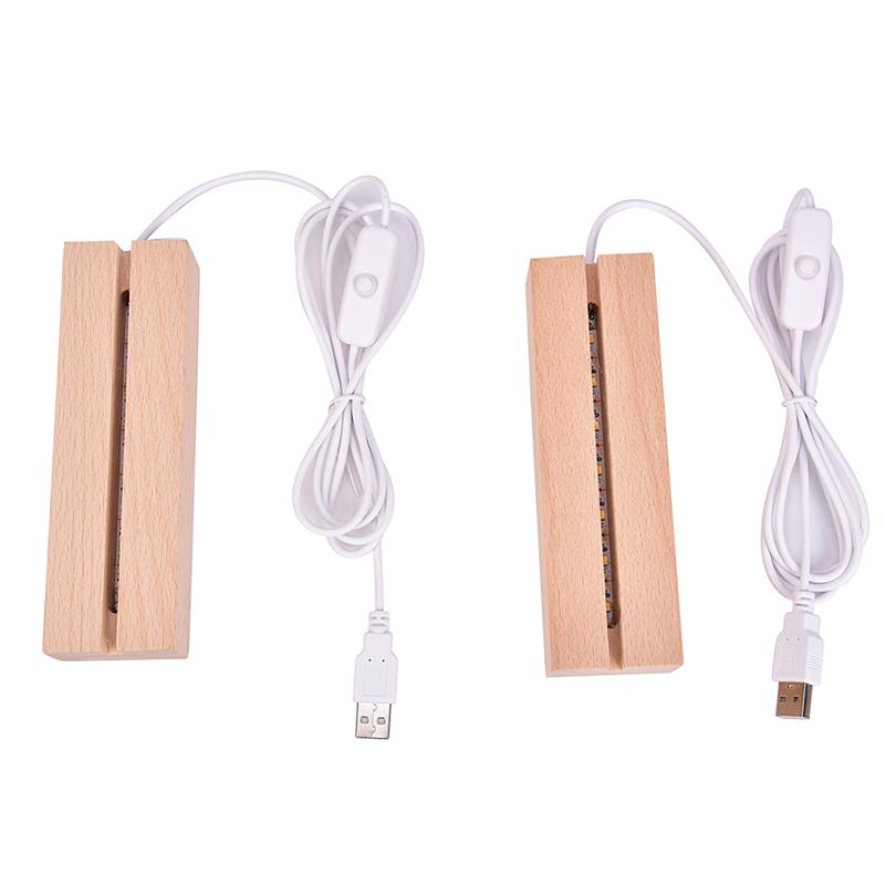 Holz LED Lampensockel USB-Kabel Schalter Nachtlicht 3D LED Nachtlampensockel