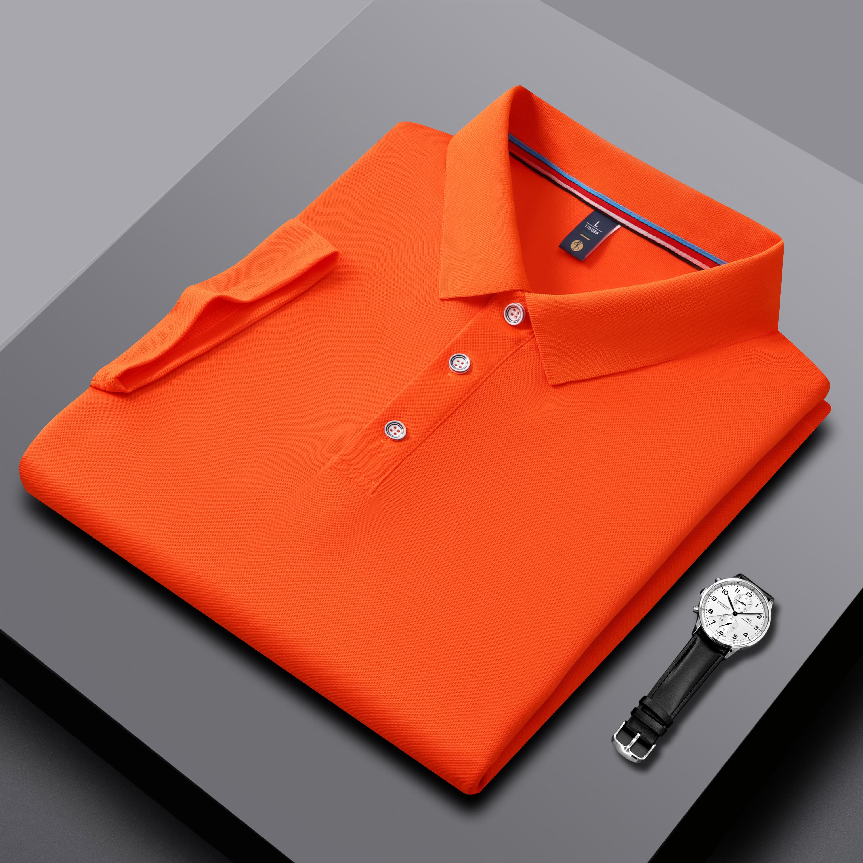 Treasure T-shirts Polo shirts voor heren en dames Zomer Nieuw T-shirts met revers Zakelijke Merken Hoge kwaliteit Vochtregulerend Trend Merken Korte mouwen M oranje