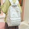 Butterfly Embroidery Backpack Casual Daily Bag Large Capacity School Bag for Students Commuters Minimalist Fashion Design with Tassel Details
