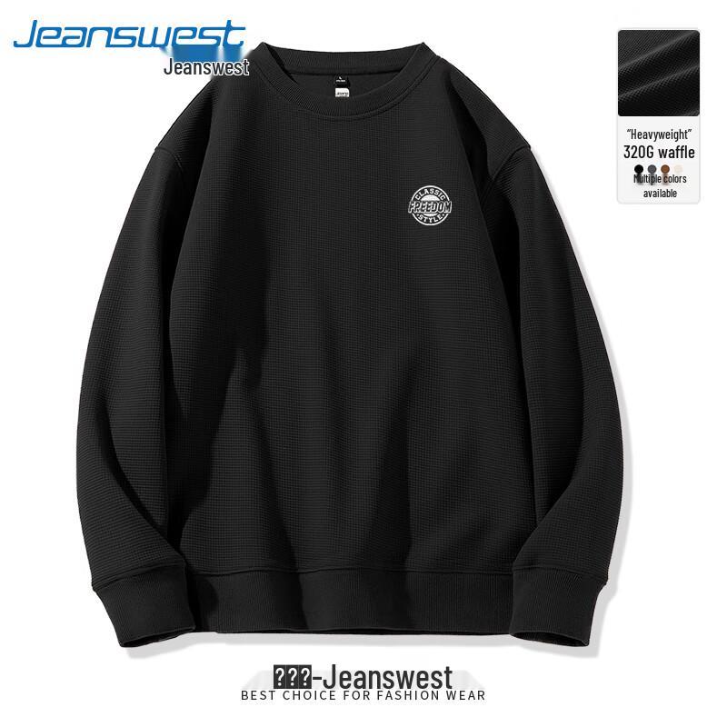 Jeanswest Men's Heavyweight Waffle Knit Pullover Sweatshirt