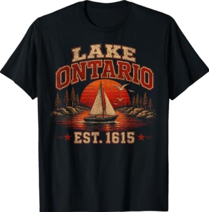 Retro Sunset Great Lakes Lake Ontario T-Shirt12