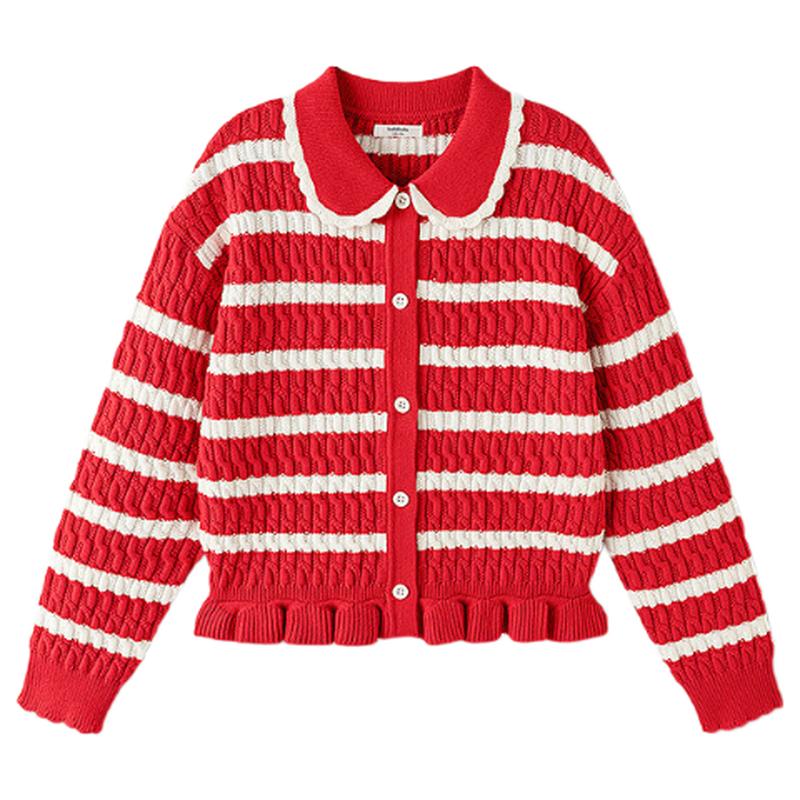 Balabala Girls  New Year Red Knitted Cardigan 110
