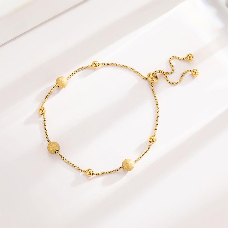 Elegant Gold Bead Titanium Steel Bracelet: Trendy, Versatile, and Chic Women's Accessory