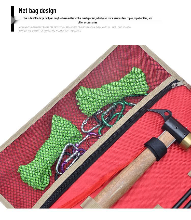 Large Outdoor Tote for Camping Gear: Includes Peg Storage, Tarp, Tent Pegs, and Hammer Kit