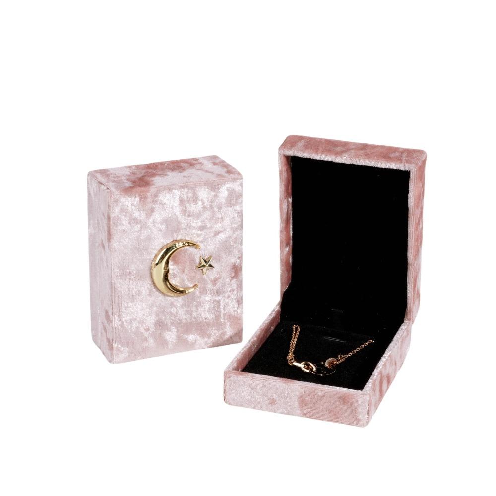 

Винтажная бархатная шкатулка для украшений со стразами, держатель для ювелирных изделий, пылезащитная подарочная коробка для колец Moon Necklace Box