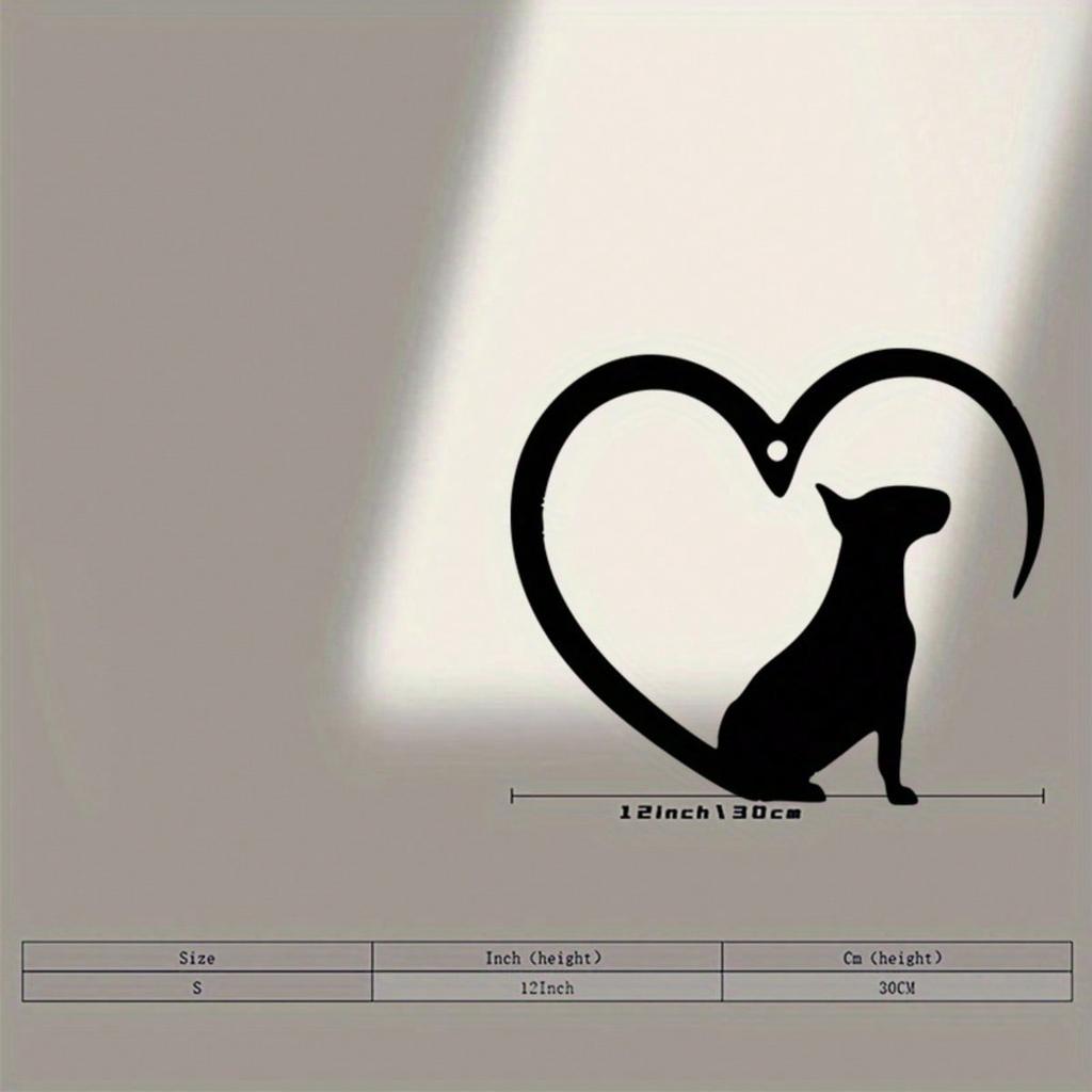 Retro Bulldog Heart Shaped Metal Wall Art Weather Resistant Iron Garden Decor