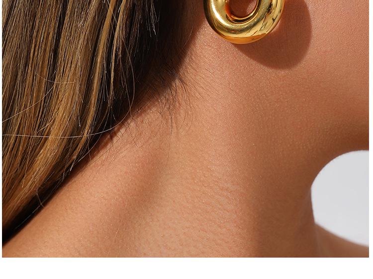 Gold Non-fading C-shaped Stainless Steel Stud Earrings with European & American Niche Design