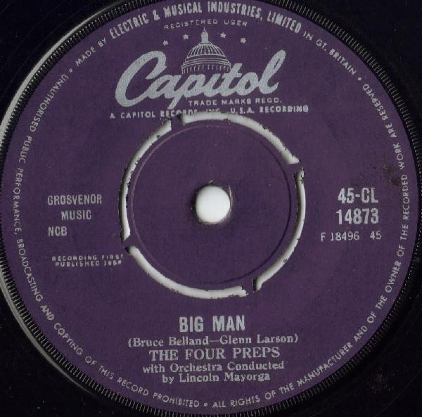 

7inch Record FOUR PREPS Big Man 45CL14873 1958 UK Rock Used