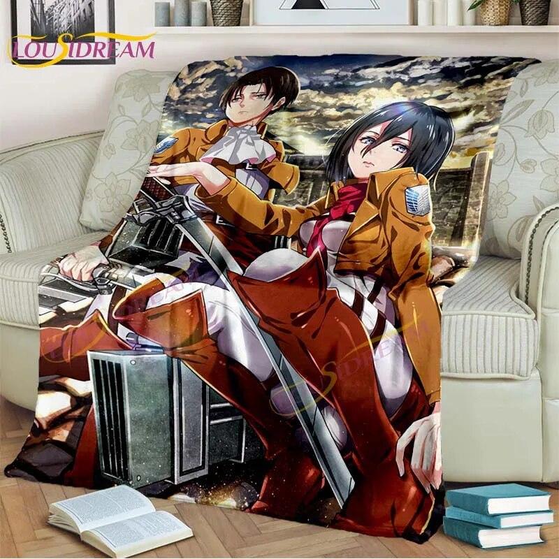 Classic Anime Blanket Attack On Titan Blanket Eren Jaeger Blanket for Bedroom Sofa Livingroom Cartoon Blanket Children's Blanket