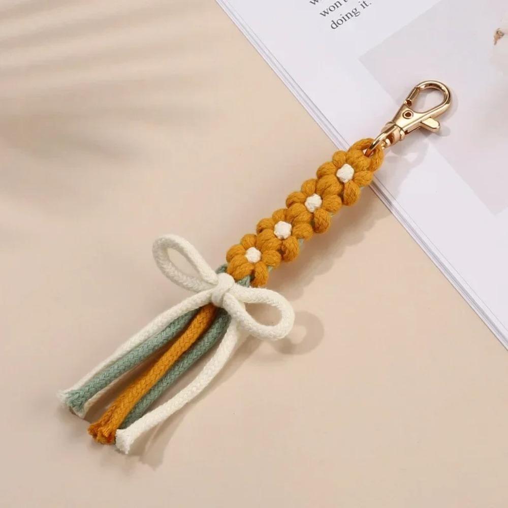 Cute Cotton Rope Key Chains Handmade Multi-purpose Colorful Braided Keychain Large Zipper Puller Women Bag Charm Pendant