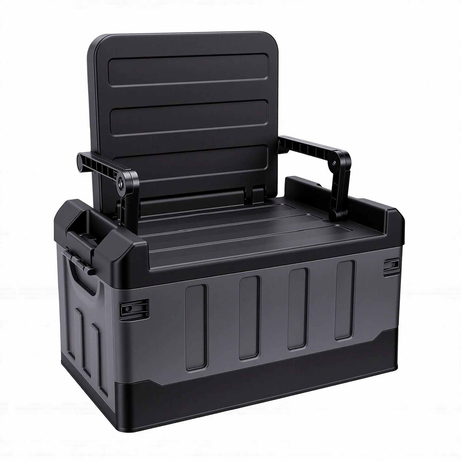 Foldable Seatable Camping Box 60L Large Capacity Multifunctional Outdoor Camping Folding Storage Box