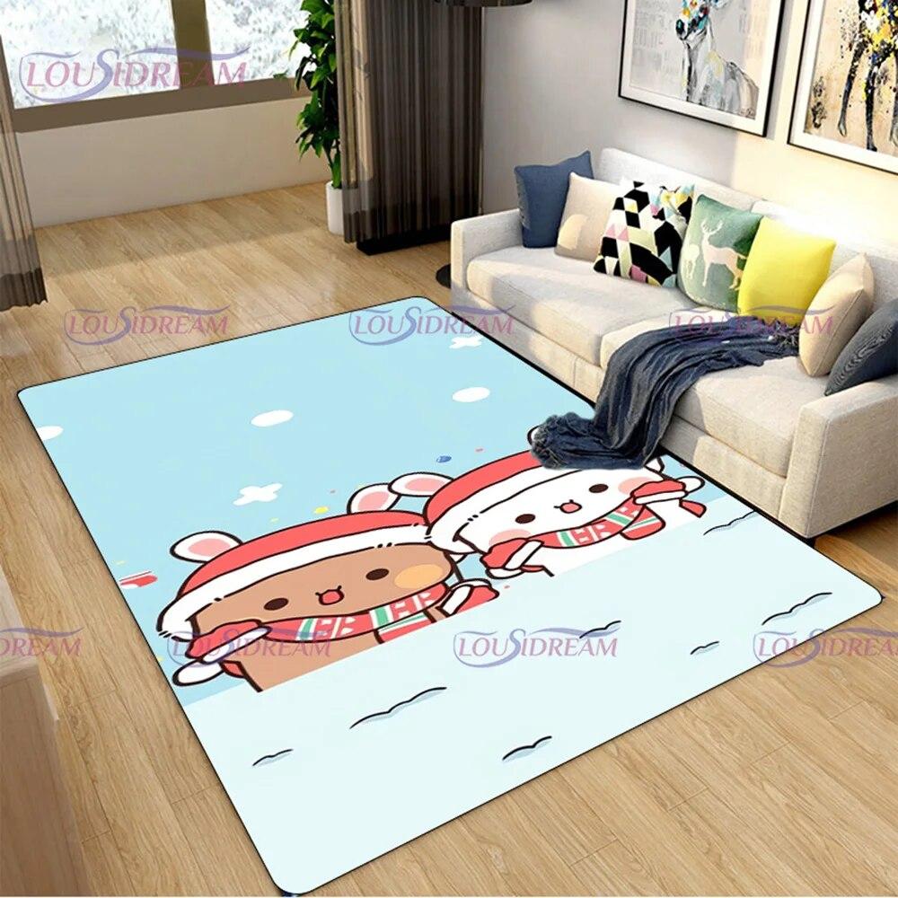 3D Print Cartoon Bubu and Dudu Carpet Cute Lover Bear Area Rug for Living Room Bedroom Decorate Door Mat Kids Room Rug Gift