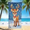 1Pc Christmas Deer Snow Beach Towel, Quick Dry, Multi-Use for Beach Pool Gym Yoga Home Travel, Christmas, Halloween, Xmas Gift S339
