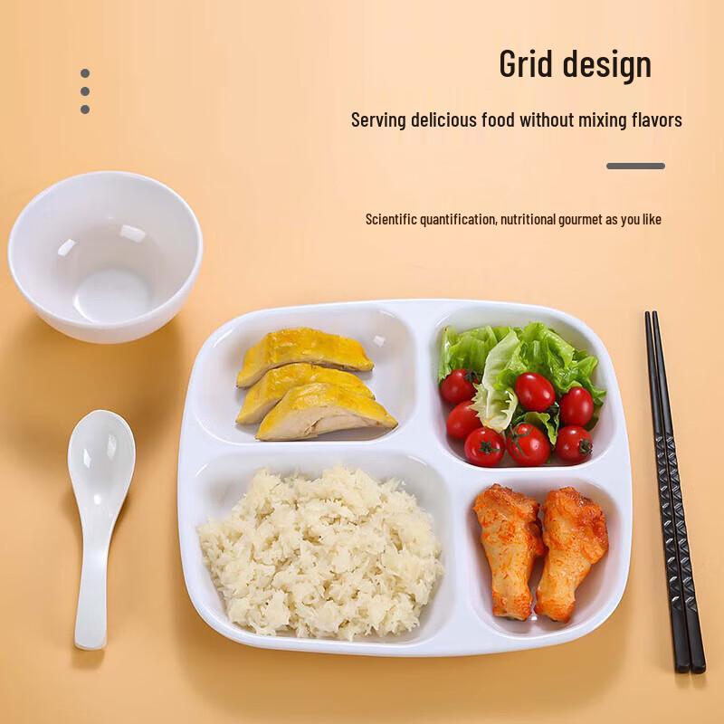 Melamine Square Four-Compartment Fast Food Tray