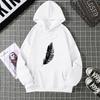 Leaf Print Ladies Hoodie Sweatshirt for Couples with Full-sleeved Street Style Fashion All-match Ladies Hooded Top