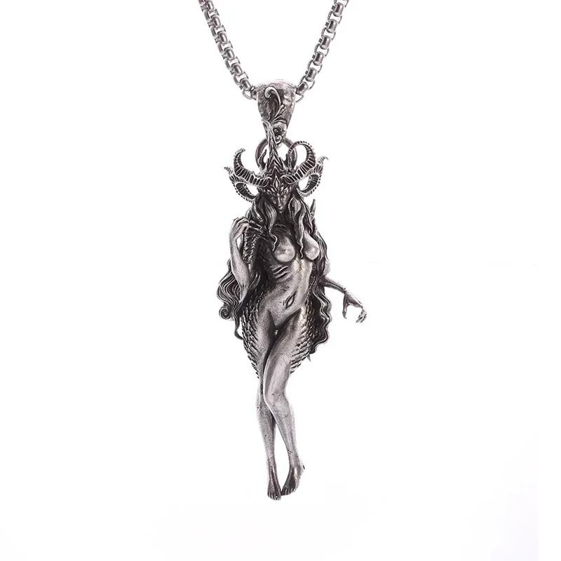 Hell Death Scythe Necklace Pendant Gothic Mysterious Devil Necklace Men\'s Personality Punk Retro Halloween Trend Jewelry