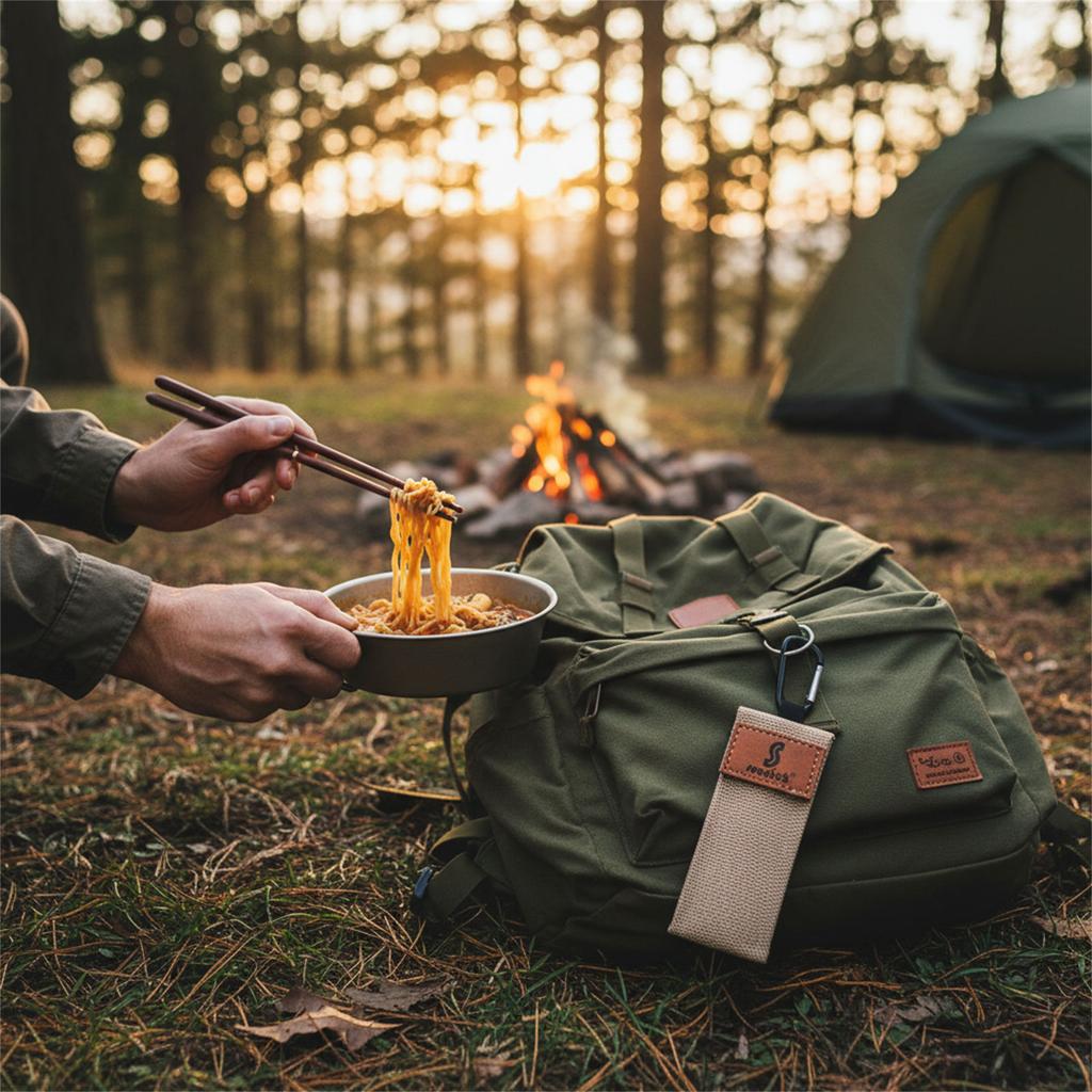 Portable Folding Chopsticks with Storage Bag Wooden-Material for Outdoor Camping