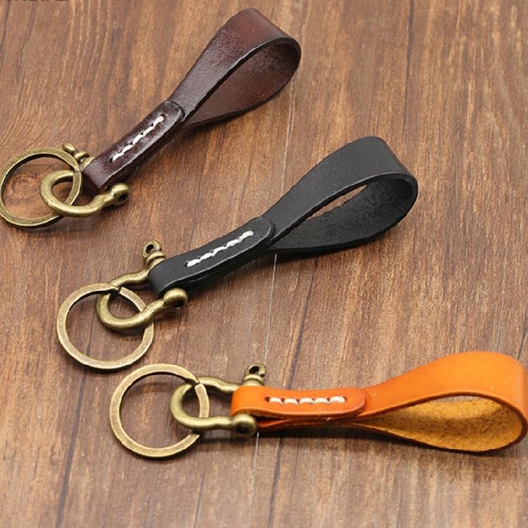 Universal Leather Car Fobbed Keychain Lanyard Metal Keyrings Leather Key Chain for Men Women