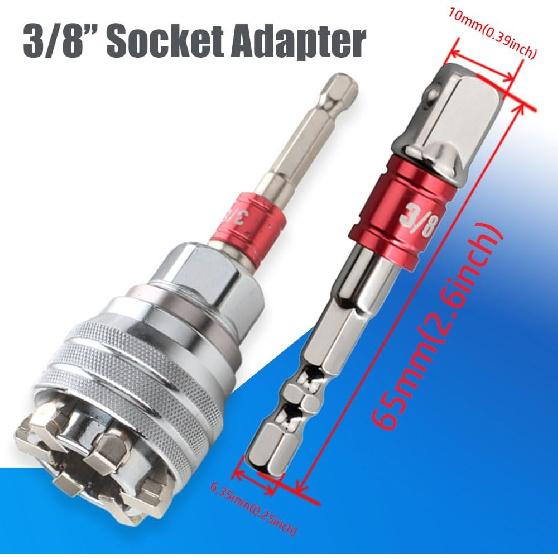 2PCS Socket Wrench Set,Multi-Function Universal Tool - Universal Maintenance Tool, 10-19mm Universal Adjustable Socket Wrench,Impact Grade 3/8"
