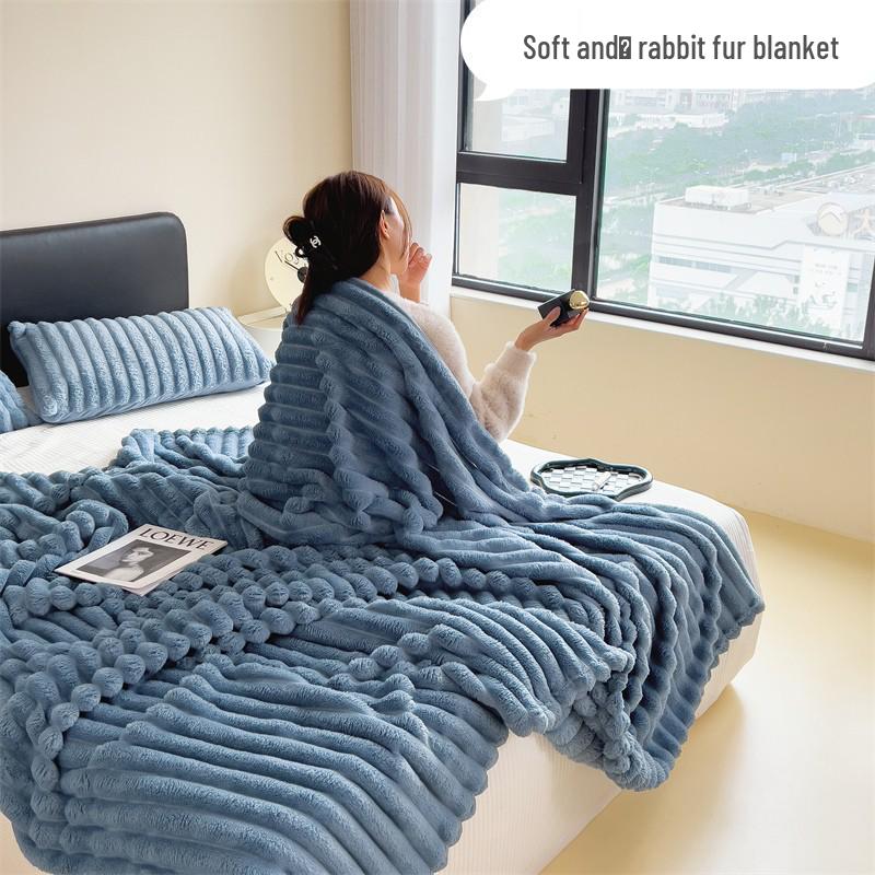 

Фланелевый плюшевый плед из кроличьего меха - Подарок, для сна и летний чехол на диван под кондиционер Gift Box