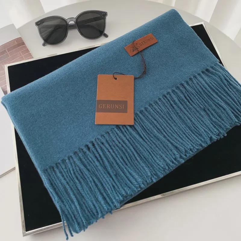 Unisex Solid Color Imitation Cashmere Scarf - Autumn/Winter Korean Style Tassel Shawl